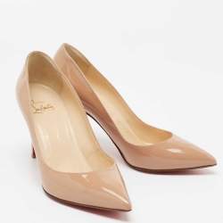 Christian Louboutin Beige Patent Leather Pigalle Pumps Size 38.5