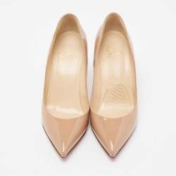 Christian Louboutin Beige Patent Leather Pigalle Pumps Size 38.5