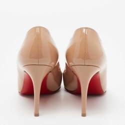 Christian Louboutin Beige Patent Leather Pigalle Pumps Size 38.5