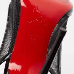مملوكة مسبقًا Christian Louboutin Black Patent Leather And Mesh Slingback Sandals Size 36