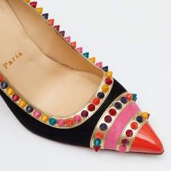 Pre Owned Christian Louboutin Multicolor Suede And Leather Malabar Hill Pumps Size 39