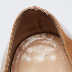 Pre Owned Christian Louboutin Beige Patent Leather You You Peep Toe Pumps Size 38