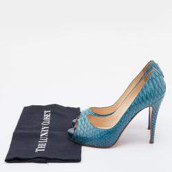 Christian Louboutin Blue Python Very Prive Platform Pumps Size 38