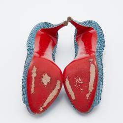 Christian Louboutin Blue Python Very Prive Platform Pumps Size 38
