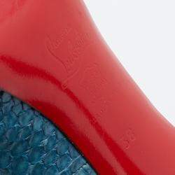 Christian Louboutin Blue Python Very Prive Platform Pumps Size 38