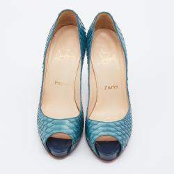 Christian Louboutin Blue Python Very Prive Platform Pumps Size 38