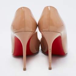 Pre Owned Christian Louboutin Beige Patent Leather So Kate Pumps Size 38