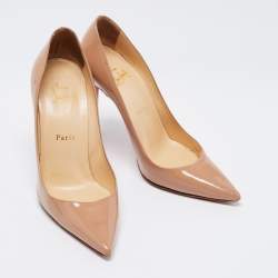 Pre Owned Christian Louboutin Beige Patent Leather So Kate Pumps Size 38