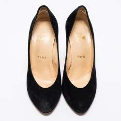 Pre Owned حذاء كعب عالي كريستيان لوبوتان سويدي أسود مقاس 39.5