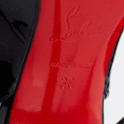 Christian Louboutin Black Patent Leather Brigadine Spike Slingback Sandals Size 36