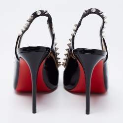 Christian Louboutin Black Patent Leather Brigadine Spike Slingback Sandals Size 36