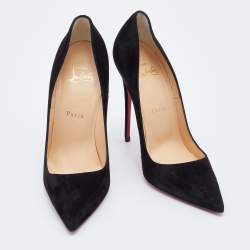 Pre Owned حذاء كعب عالي كريستيان لوبوتان كات سويدي أسود مقاس 38