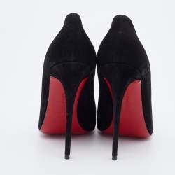 Pre Owned حذاء كعب عالي كريستيان لوبوتان كات سويدي أسود مقاس 38