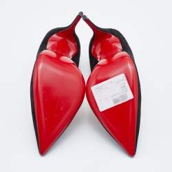 Pre Owned حذاء كعب عالي كريستيان لوبوتان كات سويدي أسود مقاس 38