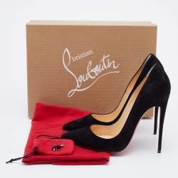 Pre Owned حذاء كعب عالي كريستيان لوبوتان كات سويدي أسود مقاس 38