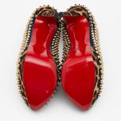 Pre Owned Christian Louboutin Blue Suede Lady Peep Spikes Platform Pumps Size 39
