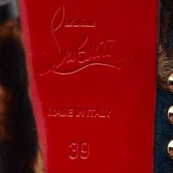 Pre Owned Christian Louboutin Blue Suede Lady Peep Spikes Platform Pumps Size 39
