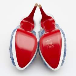 Christian Louboutin Blue Denim Jenny Knotted Platform Slingback Sandals Size 40