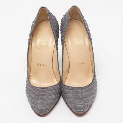 Pre Owned حذاء كعب عالي كريستيان لوبوتان فيفي جلد ثعبان رصاصي مقاس 38