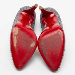 Pre Owned حذاء كعب عالي كريستيان لوبوتان فيفي جلد ثعبان رصاصي مقاس 38