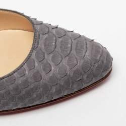 Pre Owned حذاء كعب عالي كريستيان لوبوتان فيفي جلد ثعبان رصاصي مقاس 38