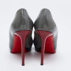 Pre Owned Christian Louboutin Grey Patent Leather Pigalle Plato Pumps Size 40.5