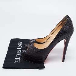 Pre Owned Christian Louboutin Black Python Altadama Peep-Toe Platform Pumps Size 38