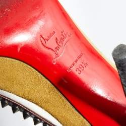 Pre Owned Christian Louboutin Multicolor Leather And PVC Studded Pointed Toe Slingback Sandals Size 39.5