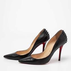 Christian Louboutin Black Leather Zappa Spikes Pumps Size 40