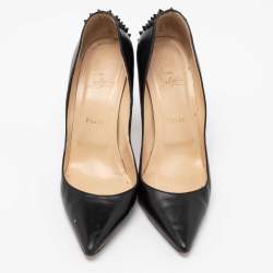 Christian Louboutin Black Leather Zappa Spikes Pumps Size 40