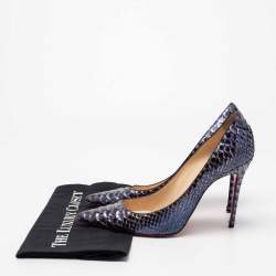 Pre Owned Christian Louboutin Metallic Blue Python Leather Kate Pumps Size 40.5