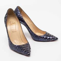 Pre Owned Christian Louboutin Metallic Blue Python Leather Kate Pumps Size 40.5