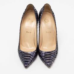 Pre Owned Christian Louboutin Metallic Blue Python Leather Kate Pumps Size 40.5