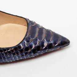 Pre Owned Christian Louboutin Metallic Blue Python Leather Kate Pumps Size 40.5