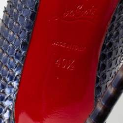 Pre Owned Christian Louboutin Metallic Blue Python Leather Kate Pumps Size 40.5