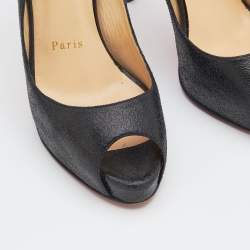 Pre Owned صندل كريستيان لوبوتان نو برايف جلد مجعد أسود بحزام للكاحل نعل سميك مقاس 39