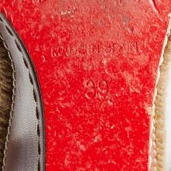 Pre Owned Christian Louboutin Red Leather Almeria Cross Strap Espadrille Wedge Sandals Size 39