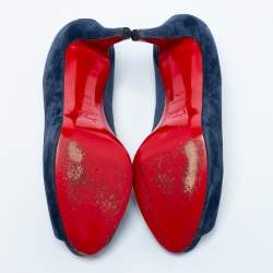 Pre Owned Christian Louboutin Blue Suede New Prive Pumps Size 40.5
