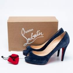 Pre Owned Christian Louboutin Blue Suede New Prive Pumps Size 40.5