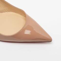 Pre Owned Christian Louboutin Beige Patent Leather Karelli Slingback Sandals Size 38