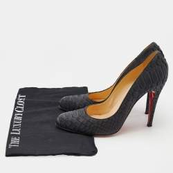 Pre Owned Christian Louboutin Black Python Fifi  Pumps Size 39.5