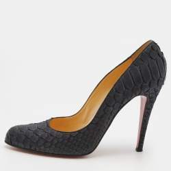 Pre Owned Christian Louboutin Black Python Fifi  Pumps Size 39.5