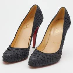 Pre Owned Christian Louboutin Black Python Fifi  Pumps Size 39.5