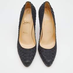 Pre Owned Christian Louboutin Black Python Fifi  Pumps Size 39.5