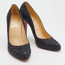Pre Owned Christian Louboutin Black Python Fifi  Pumps Size 39.5