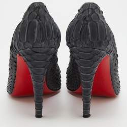 Pre Owned Christian Louboutin Black Python Fifi  Pumps Size 39.5