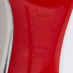 Pre Owned Christian Louboutin Silver PVC And Patent Leather Collaclou Pumps Size 38.5