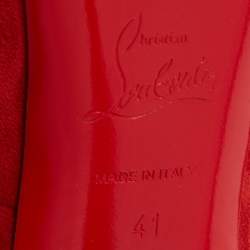 Pre Owned Christian Louboutin Red Suede New Very Prive Peep Toe Platform Pumps Size 41