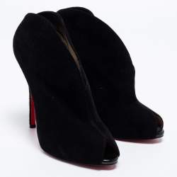 Pre Owned Christian Louboutin Black Suede Chester Fille Ankle Booties Size 41