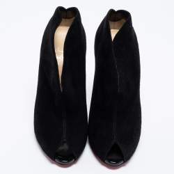 Pre Owned Christian Louboutin Black Suede Chester Fille Ankle Booties Size 41